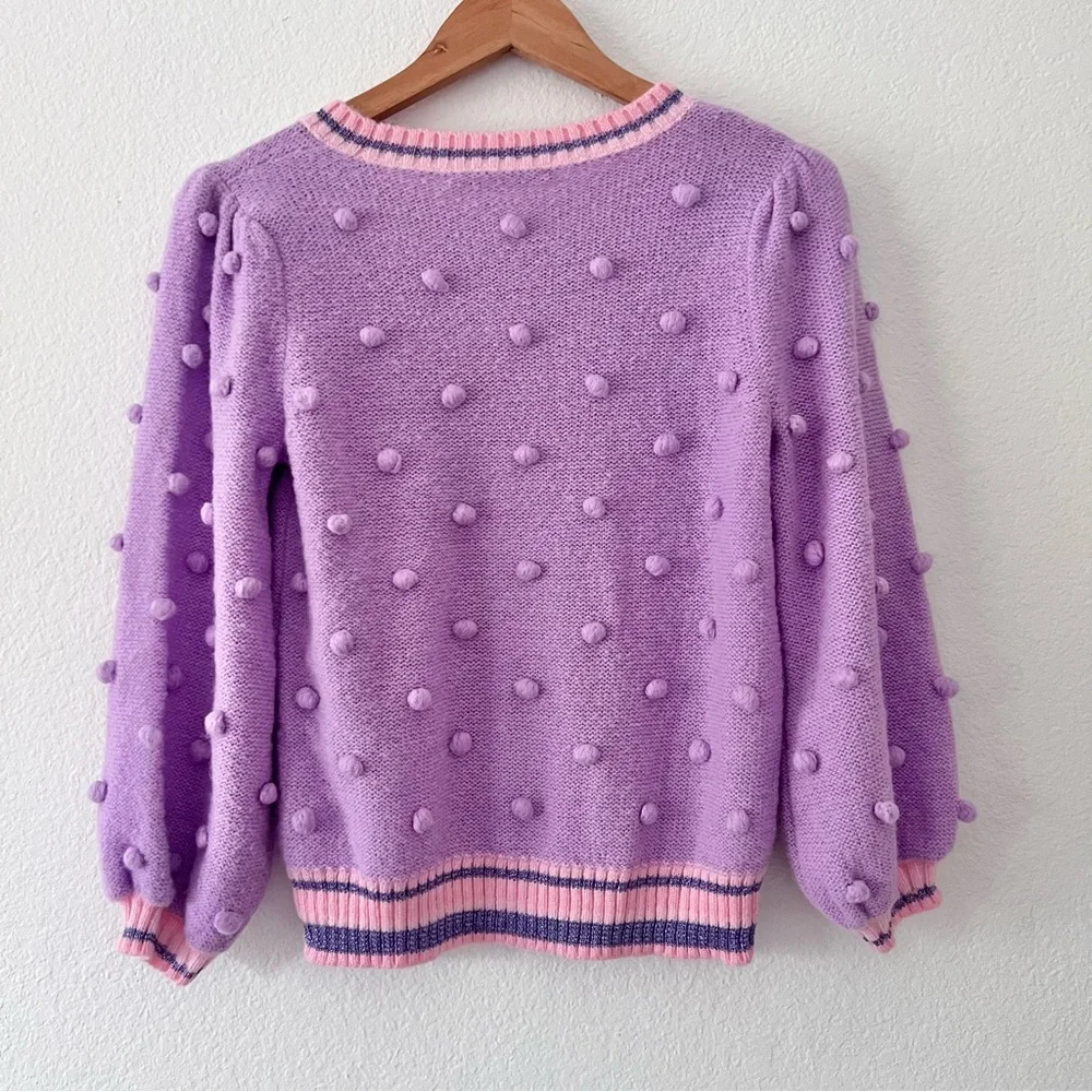 Lilly Pulitzer Dorianna Purple Pom Pom Sweater Sz S